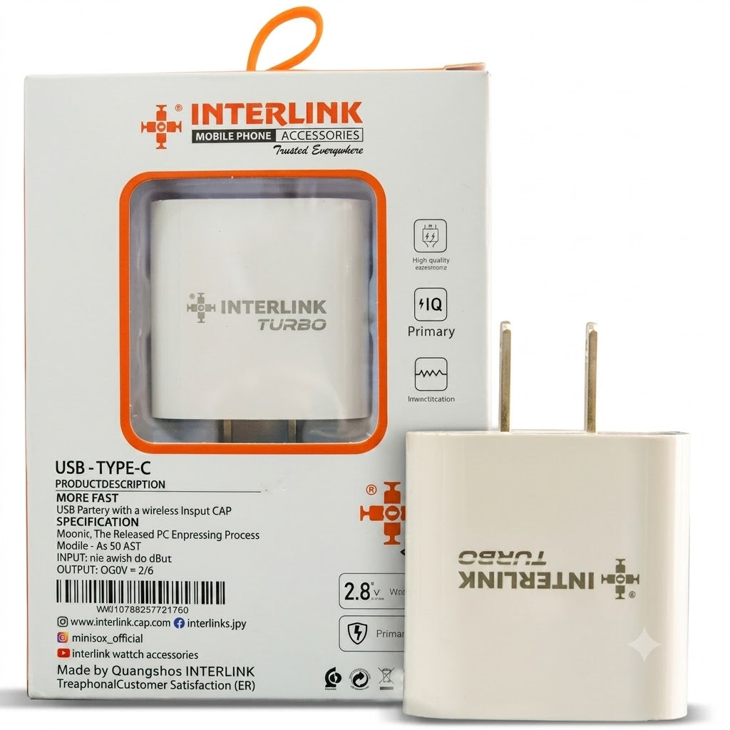 Interlink Turbo 15W Dual Port Fast Adapter(OPPO, Xiaomi Redmi, and Apple iPhone)
