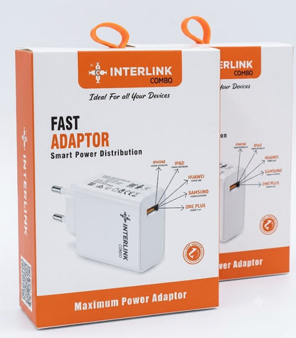 Interlink Combo 22.5W Universal Fast Adapter (Samsung, Vivo, Oppo, Xiaomi, and Huawei).